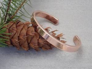 Bracelet manchette biseauté en cuivre pur fait main, en métal massif, bijou de guérison pour hommes et femmes, OEM - Product Image 1