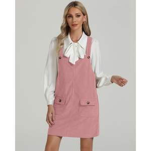 2025, vestido general de pana informal para mujer, Mono corto elegante, delantal con correas ajustables y bolsillos - Product Image 5