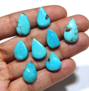 Cabochon de turquoise naturelle d'Arizona en forme de poire, pierre précieuse en turquoise d'Arizona en vrac pour la fabrication de bijoux, vente en gros de pierres de turquoise d'Arizona - Product Image 1