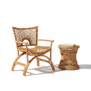 Sillón de Bambú Tejido a Mano con Ratán Natural, Ecológico, Moderno, Respaldo Sólido, 1 Año de Garantía, para Sala de Estar, Patio, Cafetería - Product Image 1