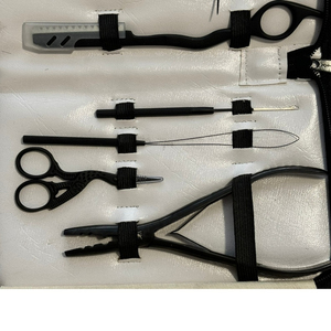 Hair Extensions Tools Kit Gold Pliers Set with Loop <b>Needle</b> <b>Threader</b> Pulling Hook Bead Device Tool Micro Silicone Rings Beads - Product Image 2
