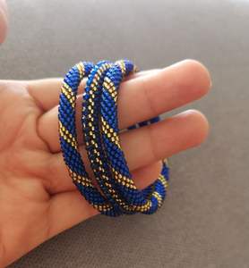 Pulsera de ganchillo con cuentas de cristal bohemias, brazalete circular con patrón tribal, joyería para mujer, regalo de verano para la playa. - Product Image 6