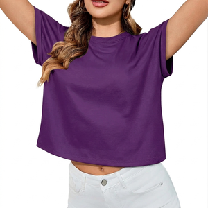 Camiseta Corta de Verano para Mujer, Transpirable, de Manga Corta, Diseño Único, Colores Sólidos, Informal - Product Image 4