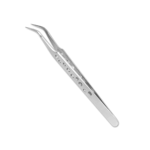 แหนบดึงขนตาแบบมีรูจับถนัดมือ ผลิตจากเหล็กกล้าไร้สนิมเยอรมัน สำหรับใช้กำจัดขนและดึงขนตาที่บ้านและร้านเสริมสวย - Product Image 1