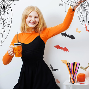 Pajitas Reutilizables de Plástico Duro para Halloween, Pajitas de Color Naranja, Morado y Negro para Bebidas, Smoothies, Cócteles, Hogar y Restaurantes - Product Image 4