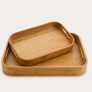 Premium Rectangular Bamboo Serving <b>Tray</b> With <b>Rounded</b> Corners Eco-Friendly Minimalist Wooden Food Platter For Breakfast <b>Table</b> - Product Image 5