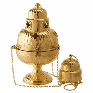 Modern Look Brass Incense <b>Burner</b> Gold Finish Religious Use Durable Design With Chain Handle All Season Decorative Thrubile - Product Image 5