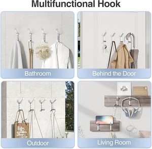 Silver Multifunctional Wall Mounted Coat Hooks for Hanging Clothes Hats <b>Towels</b> Bags Robes Keys Umbrellas in Bathroom Outdoor - Product Image 3