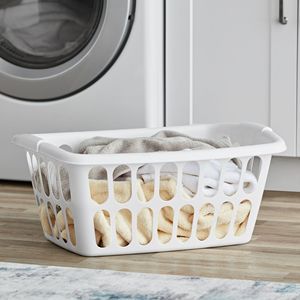 Paquete de 6 Cestas de Lavandería Rectangulares de Plástico Blanco de 1.5 Bushel - Product Image 5