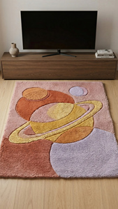 Tapis d'intérieur en feutre de laine tissé à la main de luxe, écologique, doux et texturé, moderne, pour salon, chambre à coucher, décoration de la maison - Product Image 4