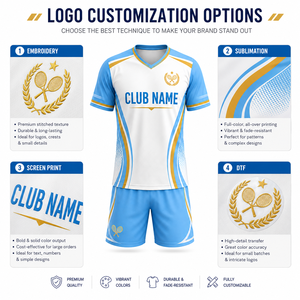 Conjunto de Tenis Unisex con Cuello en V, Bloques de Color, Estampado por Sublimación, Secado Rápido, Transpirable, Pantalones Cortos de Poliéster con Cintura Elástica y Logotipo Deportivo del Club - Product Image 3