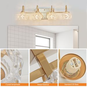 Lampada da Bagno Moderna in Cristallo da 23 Pollici, Elegante Illuminazione a Parete con 4 Applique Dorate e Paralumi in Vetro Trasparente - Product Image 4
