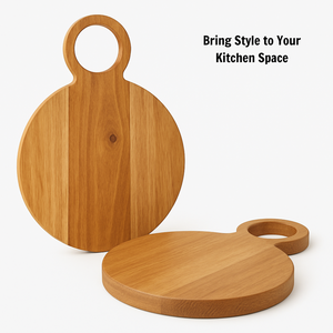 Round Wooden Cutting Board with Handle Acacia Serving Board <b>Kitchen</b> Chopping Board Cheese Board - Product Image 3