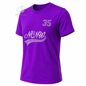 เสื้อยืดผู้หญิง NCNW Sorority ประดับเพชร คอวี แขนสั้น สีม่วง ผ้าคอตตอนเจอร์ซีย์ พิมพ์ลายตัวอักษรกรีก - Product Image 2
