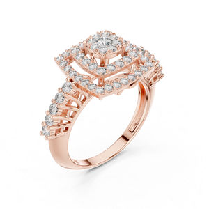 แหวนทองคำ 14K ประดับเพชรทรงกลมเพาะเลี้ยงในห้องปฏิบัติการ ของขวัญวันครบรอบสำหรับผู้หญิง |   เพชรที่เพิ่งเพาะเลี้ยง - Product Image 6