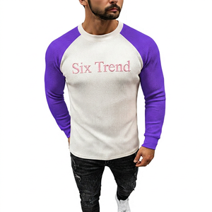 Camiseta Térmica de Manga Corta Raglán de Punto Waffle Lisa al por Mayor, Personalizable con Logotipo OEM, de Alto Gramaje, Unisex, Sólida, Estilo Béisbol, de Secado Rápido - Product Image 3