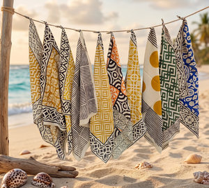 Block Printed Cotton Bandana Natural Hair & Face Scarves <b>Head</b> Scarves Hair <b>Wrap</b> Summer Beach Square Accessories Gift For Women - Product Image 3