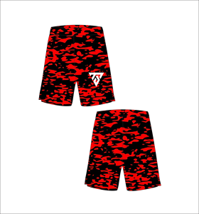 Men's <b>Red</b> Black Camouflage Print Shorts Elastic Waist Quick Dry Casual Woven Fabric Sublimation Transfer Print - Product Image 1