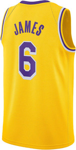 Maillot de basket-ball des Lakers pour homme, jaune, sans manches, en mesh, numéro 6, imprimé par sublimation, respirant, vêtements de sport - Product Image 3