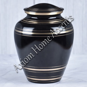 Engraved Brass Urn With Polished Finish Durable <b>Memorial</b> Ashes Container With Secure Lid by Axiom Home Accents - Product Image 2