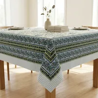 Nappe d'impression de bloc de main de qualité supérieure nappe rectangulaire tissu de salle à manger fine impression de bloc de main beau décor de Table