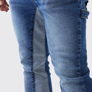 Jean en denim pour homme, coupe droite, effet moustache, en coton tissé uni, style décontracté, taille mi-haute, pour automne/printemps/hiver - Product Image 3