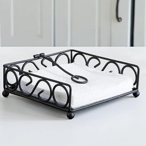 <b>Black</b> Metal Napkin Holder with Weighted Arm Decorative Tabletop <b>Paper</b> Napkin Organizer for Kitchen Dining Table Restaurant Cafe - Product Image 1