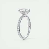 Cincin Tunangan Berlian Buatan Laboratorium Potongan Pir 2.50 Karat Royale Pave Dengan Batu Samping Bulat Dalam Emas Putih 14K