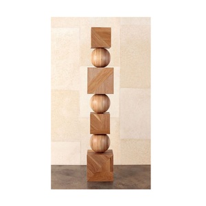 Escultura Geométrica Abstracta de Madera, Cubos Apilados, Esferas, Decoración Artística para Piso, Estatua de Equilibrio de Madera Hecha a Mano, Estilo Minimalista - Product Image 3