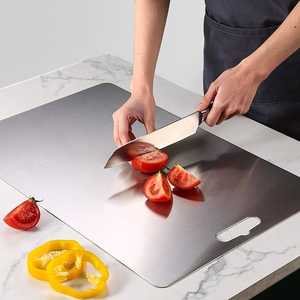 Planche à découper rectangulaire en acier inoxydable, antidérapante, facile à nettoyer, durable, non toxique, pour la cuisine - Product Image 1