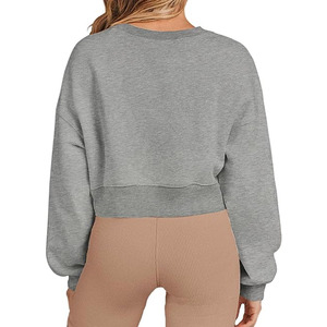 Sudadera Corta Personalizada de Alta Calidad para Mujer 2026, Estilo Urbano con Bordado Frontal, Nueva Moda Casual Otoño Invierno, Color Sólido - Product Image 3