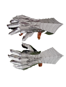 Gants de guerrier médiévaux en acier plaqué argent poli, paire de plaques gothiques, doublure en cuir, faits à la main, protection des bras, reconstitution historique, sport - Product Image 3