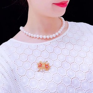 Ensemble de bijoux fins neufs, collier de perles d'eau douce naturelles recommandé de 8 à 9 mm et broche en fleur de cerisier, boîte cadeau incluse - Product Image 4