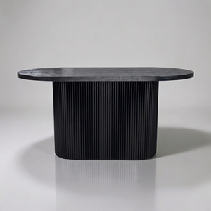 Mesa de Comedor Ovalada Moderna, Mesa con Pedestal de Madera Maciza, Base Acanalada, Muebles Minimalistas de Estilo Japonés para el Hogar y Restaurantes - Product Image 3