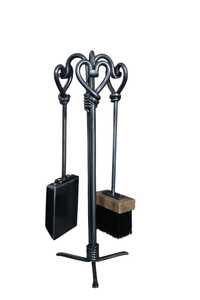 Ensemble d'outils de cheminée en fer antique, grand ensemble d'outils pour foyer, accessoires de décoration de cheminée en fonte - Product Image 4