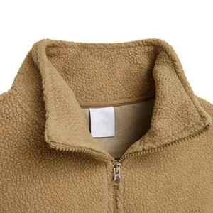 Nouveau sweat à capuche en polaire épaisse avec broderie de logo personnalisé, fermeture éclair 1/4, col montant, tricoté ample pour l'hiver, unisexe - Product Image 6