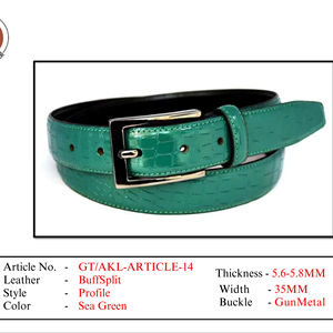 Ceinture unisexe de haute qualité en tissu gris élastique de 35 mm, élégante et confortable avec extrémités en cuir véritable, accessoire haut de gamme - Product Image 3