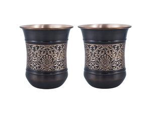 Verre à eau artisanal élégant en cuivre gaufré foncé de 275 ml, vaisselle ayurvédique en cuivre pour usage quotidien - Product Image 6