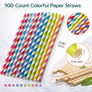 Pajitas de Papel Kraft 100% Compostables de Alta Calidad, Aptas para Alimentos, para Bebidas Frías y Té de Burbujas, para Fiestas - Product Image 4