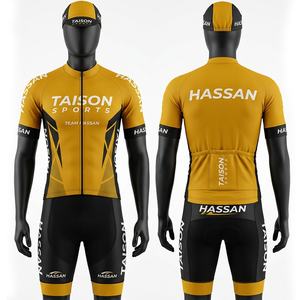 Uniforme de Ciclismo para Hombre, Tela de Poliéster Premium, Diseño con Paneles Amarillos y Negros, Transpirable, Logotipo Personalizado por Sublimación y Transferencia de Calor - Product Image 1