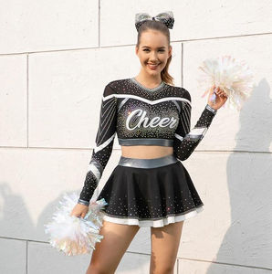 Uniformes de Animadoras Personalizados al por Mayor 2024, Trajes de Baile Negros de Manga Larga para Equipos - Product Image 6