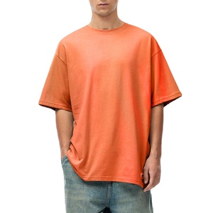 Camiseta Personalizada con Estampado Frontal, 200 GSM, Lavada, 100% Algodón, Transpirable, Manga Corta, Holgada, Estilo Retro Americano, Hip Hop, Tejido de Punto, Talla Grande - Product Image 1