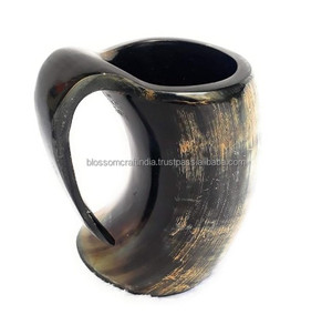 Natural Buffalo Horn <b>Mug</b> Handmade Unique Shape Durable Material Rustic Finish Dining Table Accessory Gift Item - Product Image 1