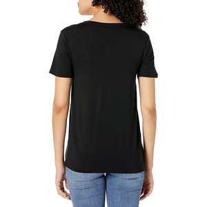 เสื้อยืดผ้าฝ้ายออร์แกนิค 100% สำหรับผู้หญิง สีดำ คอวี ระบายอากาศได้ดี เสื้อผ้าฤดูร้อนสำหรับเด็กผู้หญิงและผู้หญิง เสื้อยืด 2026 - Product Image 2