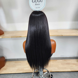 GUGU Hair 100% Vietnamese Virgin Human Hair Bone Straight <b>Wig</b> Black Lace Front for Lace Transparent <b>Long</b> 180% Density - Product Image 2
