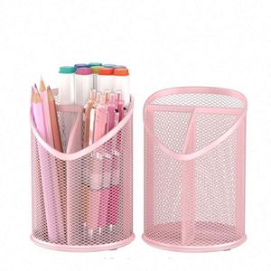 3-Compartment Metal Mesh <b>Pen</b> and Pencil Holder Desk Organizer - Product Image 2