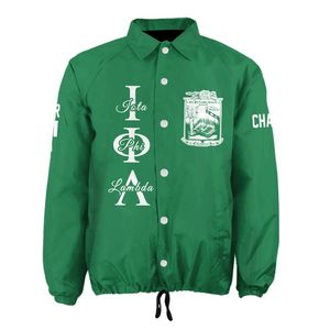 Veste universitaire personnalisée pour femmes Iota Phi Lambda, vert émeraude, avec blason à lettres grecques sur le devant et le dos, numéro et année, style bomber - Product Image 5