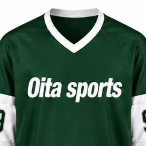 Men Green White <b>Ice</b> Hockey Jersey Long Sleeve Polyester Sports Uniform Team Training Performance Apparel - Product Image 3