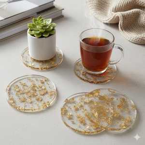 Luxury Handmade Resin <b>Coasters</b>-Non-Toxic Eco-Friendly Customizable Size/Shape/Color for Coffee/Tea Cups <b>Table</b> Decor - Product Image 6