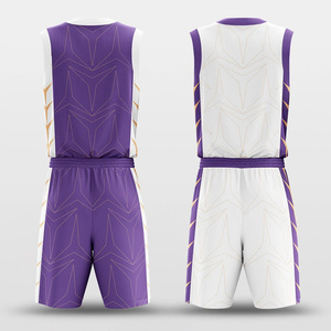 Uniformes de Baloncesto Personalizados con Nombre de Equipo 11, Morado y Blanco, Sublimados, Cuello en V, Sin Mangas, Secado Rápido, Ajuste Atlético, Unisex para Adultos - Product Image 3